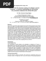 Use of LCI For The Decision-Making of A Belgian Cement Producer: A Common Methodology For Accounting CO Emissions Related To The Cement Life Cycle