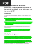 Summary of The Madrid Agreement Concerning The International Registration of Marks