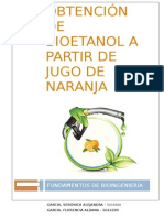 Obtención de Bioetanol A Partir de Jugo de Naranja