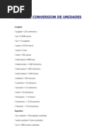 Tabla de Conversion de Unidades