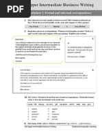 Upper Intermediate Business Writing: Worksheet 1: Formal and Informal Correspondence