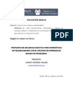 Propuesta de Una Secuencia Didactica para Matematicas en Telesecundaria