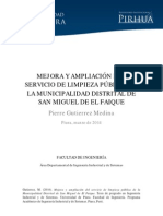 Mejora y Ampliación Del Servicio de Limpieza Pública de La Municipalidad Distrital de San Miguel de El Faique