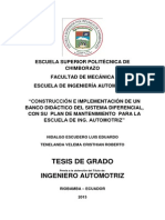 Construccion e Implementacion de Un Banco Didactico Del Sistema Diferencial para La Escuela de Ing. Automotriz