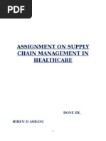 Assignment On Supply Chain Management in Healthcare: Done By, Hiren D Asrani