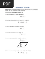 Mensuration Formulas