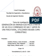 Generación de Energía A Partir de Un Ciclo Combinado de Gas y Vapor en Una Finca Rural, Usando Biogás Como Combustible