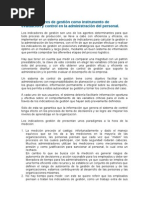 Los Indicadores de Gestión Como Instrumento de Evaluación y Control en La Administración Del Personal