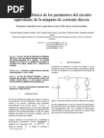 Estimación Básica de Los Parámetros Del Circuito Equivalente de La Máquina de Corriente Directa.