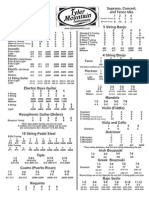 Instrument String Gauges and Tuning Chart