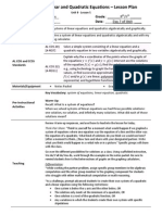 U9l5 - Systems of Linear and Quadratic Equations Lesson Plan