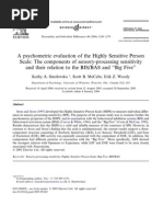 A Psychometric Evaluation of The Highly Sensitive Person Scale: The Components of Sensory-Processing Sensitivity and Their Relation To The BIS/BAS and Big Five''