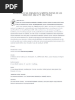 Declaración DE LA JUNTA REPRESENTATIVA TUITIVA DE LOS DERECHOS DEL REY Y DEL PUEBLO