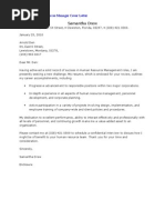 Sample Human Resources Manager Cover Letter