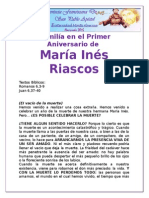 Homilía en El Primer Aniversario de María Ines Riascos