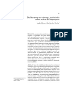 CUNHA, João Manuel Dos Santos. Da Literatura Ao Cinema, Traduzindo Sobre Restos de Linguagens