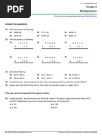 Grade 4 Multiplication: Answer The Questions