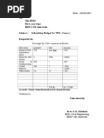 To, The Hod First Year Dept. IBSS COE Amravati. Subject: - Submitting Budget For YES+ Course. Respected Sir