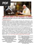 Hora Santa Por La Paz Unidos Al Papa Francisco y Al Carmelo