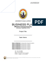 Business Plan UniKL Template - MPU3232 Sep2014