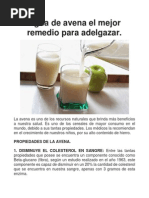 Agua de Avena El Mejor Remedio para Adelgazar