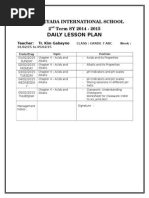 Daily Lesson Plan: Al - Reeyada International School 2 Term SY 2014 - 2015