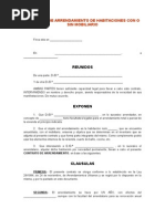 Modelo de Contrato de Arrendamiento de Habitaciones Con o Sin Mobiliario