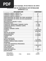 Requisicion de Materiales de Oficina