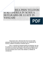 Negocierea Prin Telefon Si Retinerea in Scris A Hotararilor Luate in Vanzari