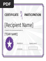 Certificate Participation: (Recipient Name)