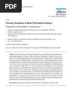 Fibers: Porosity Prediction of Plain Weft Knitted Fabrics