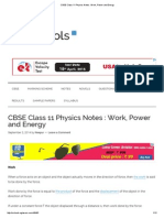 CBSE Class 11 Physics Notes - Work, Power and Energy