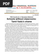 Schools Without Classrooms: Tamil Nadu's Shame: PMK Founder Dr. S. Ramadoss Statement