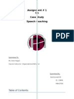 Assignment # 1 On Case Study Speech Coaching: Table of Contents