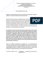 Carta Circular de La Federación de Taekwondo