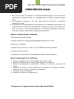 Presupuesto Multianual: Instituto Superior Tecnologico Juanjui