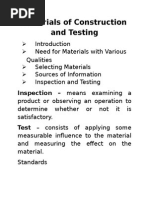 Materials of Construction and Testing