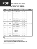 Open University of Mauritius: Examination May / June 2015 Final Timetable Year 1 Semester 1 Programme: Foundation Course