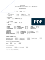 Questionnaire of Customer's Perception Toward On Health Insurance Empirical Study in Ahmadabad Region