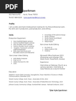 Tyler Kyle Sparkman Resume & Cover Letter