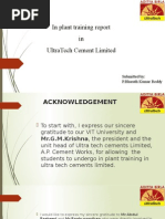 In Plant Training Report in Ultratech Cement Limited: Submitted By: P.Bharath Kumar Reddy