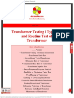 Transformer Testing - Type Test and Routine Test of Transformer - Electrical