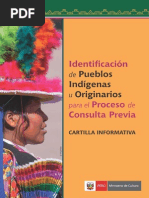 Cartilla Informativa. Identificación de Pueblos Indígenas U Originarios para El Proceso de Consulta Previa