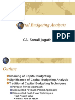 Capital Budgeting Analysis: CA. Sonali Jagath Prasad