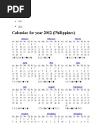 Calendar For Year 2012 (Philippines) : January February March