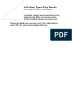 Sample Confined Space Entry Permits: Use With Chapter 296-809 WAC, Confined Spaces