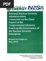 NNSA Comments: Final Report of The Congressional Advisory Panel On The Governance of The Nuclear Security Enterprise