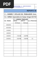 Formato de Reporte de Horas Extras, Feriados, Sábado y Domingos Henry Manzaneda