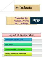 Point Defects: Presented By: Anuradha Verma Ph. D Scholar