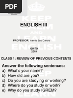 English Iii: PROFESSOR: Isamis Sao Cancio Quito 2015